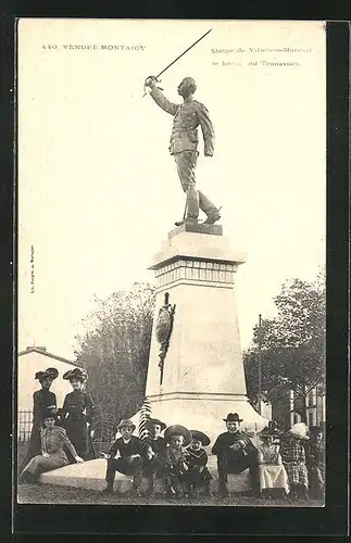 AK Vendee Montaigu, Statue de Villebois-Mareuil, le heros du Transvaal