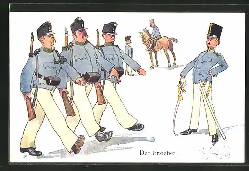 Künstler-AK Fritz Schönpflug: Soldaten beim Stechschritt