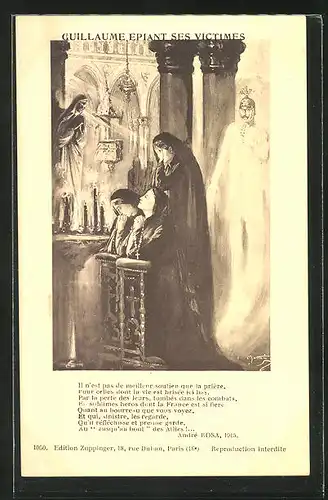 AK Propaganda Entente, betende Frauen, Kaiser Wilhelm II. als Geist