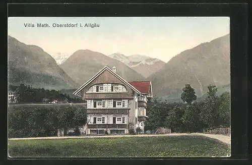 AK Oberstdorf / Allgäu, Hotel Villa Math, Vorderansicht