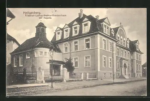 AK Heiligenberg, Partie am Friedrich-Luisen-Bezirks-Krankenhaus mit Kapelle