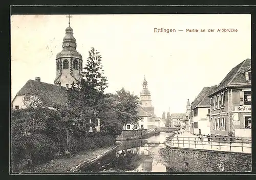 AK Ettlingen, Partie an der Albbrücke