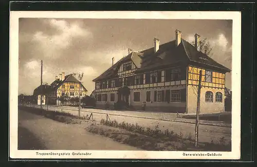 AK Grafenwöhr, Generalstabs-Gebäude auf dem Truppenübungsplatz
