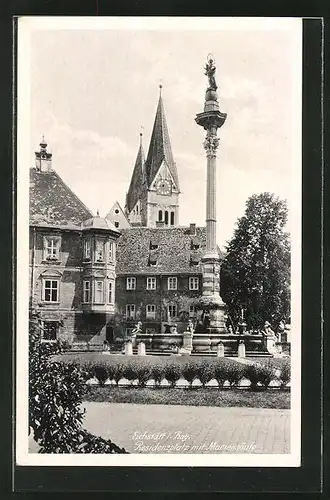 AK Eichstätt i. Bay., Residenzplatz mit Mariensäule