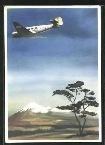Künstler-AK Junkers Ju 160 Flugzeug auf dem Fluge nach Japan