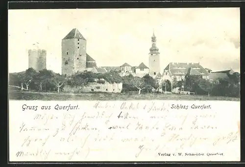 AK Querfurt, Panoramablick mit Schloss Querfurt
