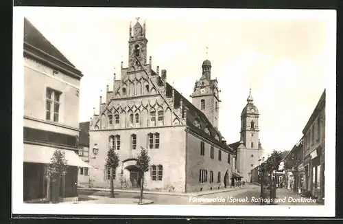 AK Fürstenwalde / Spree, Rathaus und Domkirche