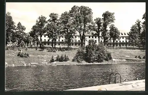 AK Zschopau, Wismus-Sanatorium Warmbad, Schwimmbad