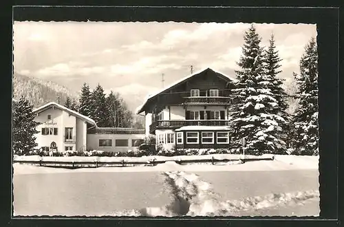 AK Bad Wiessee, Hotel-Kurheim Schnitzer im Winter