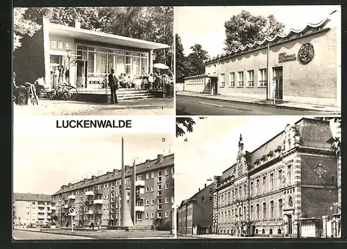 AK Luckenwalde, Cafe im Stadtpark, Kreiskulturhaus, Leninplatz