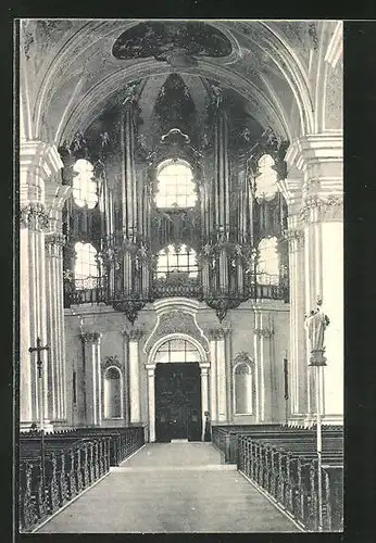 AK Weingarten, Grosse Orgel, Innenansicht Kirche