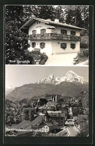 AK Berchtesgaden, Hotel-Pension Bergsicht, Watzmann, Ortsansicht