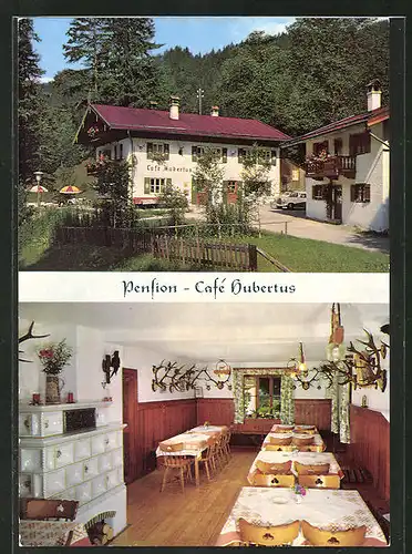 AK Glashütte, Pension-Cafe Hubertus, Innenansicht Gastraum