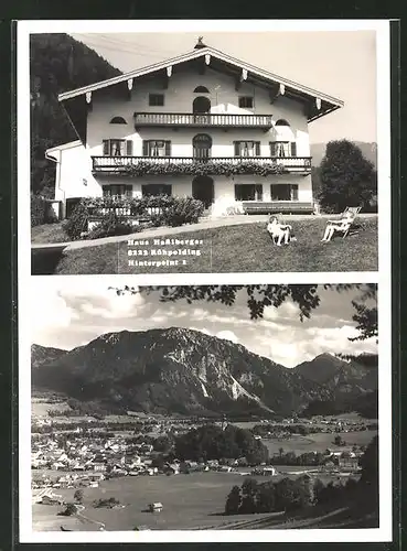 AK Ruhpolding, Teilansicht mit Bergen, Hotel Haus Hasslberger, Hinterpoint 1