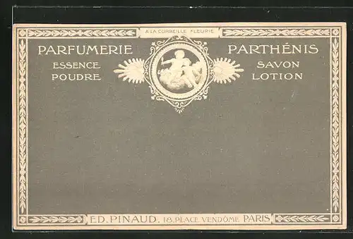 Lithographie Paris, Ed. Pinaud, 18 Place Vendóme, Parfumerie Parthénis