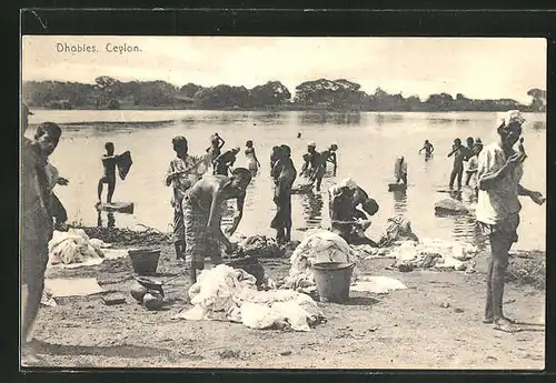 AK Ceylon, Dhobies, indische Waschfrauen