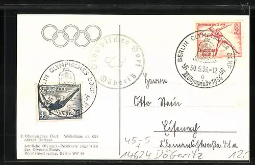 AK Döberitz, XI. Olympiade 1936, Olympisches Dorf, Wohnhaus an der oberen Dorfaue