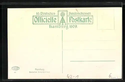 AK Hamburg, 16. deutsches Bundesschiessen 1909, Ortsansicht mit Hotel und Deutsches Schauspielhaus