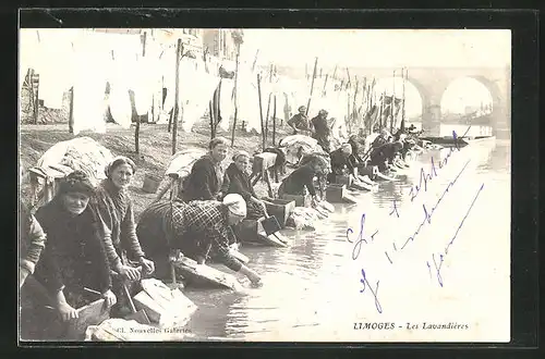 AK Limoges, Les Lavandieres, Waschfrauen am Fluss
