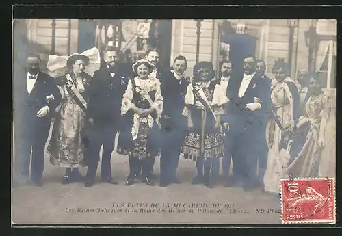AK Paris, Les Fetes de la Mi-Careme de 1911, les Reines Tcheques et la Reine des Reines au Palais de l'Elysee