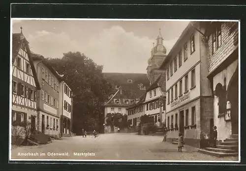 AK Amorbach / Odenwald, Gasthaus Franz Elzel am Marktplatz