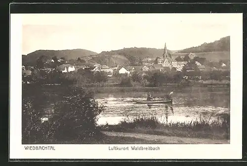 AK Waldbreitbach, Ortspartie vom Flussufer aus gesehen