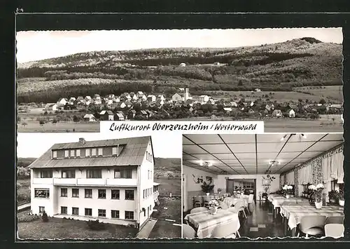 AK Oberzeuzheim / Westerwald, Pension Tannenwald, Ortspanorama
