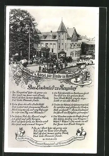 AK Rengsdorf, Blick auf Gasthof und Hotel zur Linde, das Lindenlied