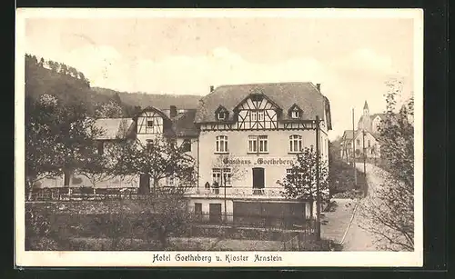 AK Obernhof a. d. Lahn, Hotel-Restaurant Goetheberg und Kloster Arnstein