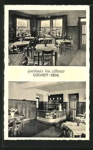AK Cochem-Sehl, Gasthaus Nik. Löhnerz, Innenansicht