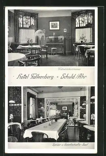 AK Schuld / Ahr, Frühstückszimmer und Speisesaal vom Hotel Falkenberg