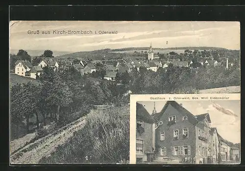 AK Kirch-Brombach / Odenwald, Gasthaus zum Odenwald, Ortsansicht