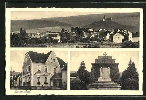 AK Langenscheid, Gasthaus zum Lahntal, Kriegerdenkmal