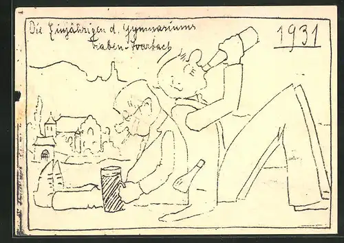 AK Traben-Trarbach, Die Einjährigen des Gymnasiums 1931, Trinker