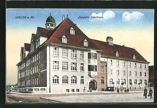 AK Speyer a. Rh., Ansicht vom Zeppelin-Schulhaus