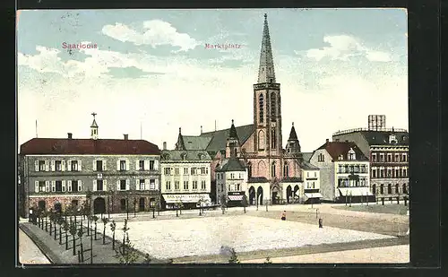 AK Saarlouis, Marktplatz mit Kirche