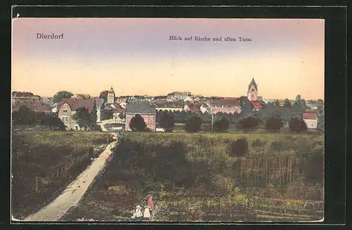 AK Dierdorf, Blick auf Kirche und alten Turm