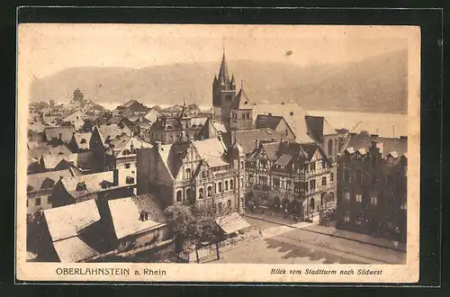 AK Oberlahnstein a. Rhein, Blick vom Stadtturm auf den Südwesten der Ortschaft