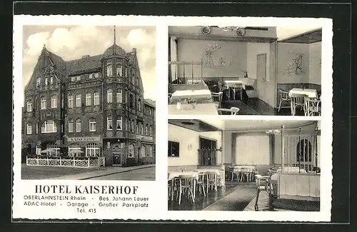 AK Oberlahnstein /Rhein, Hotel Kaiserhof, Aussen- und Innenansicht