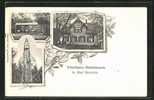 AK Bad Bertrich, Forsthaus Bonsbeuern, Gartenpartie, Signal
