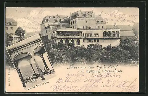 AK Kyllburg, Blick auf den Eifeler Hof, Halle im Eifeler Hof
