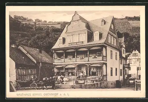 AK Obernhof a. d. L., Kutsche vor dem Gasthaus Bingel