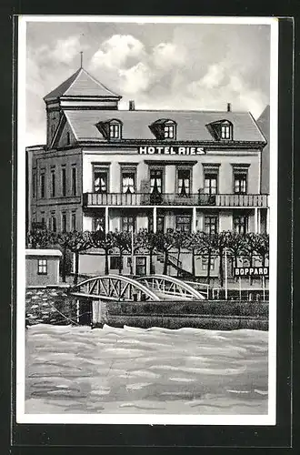 AK Boppard a. Rh., Hotel Weinhaus Ries am Rheinufer