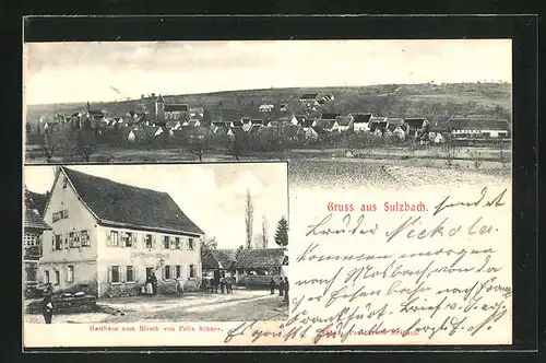 AK Sulzbach, Ortsansicht, Gasthaus zum Hirsch