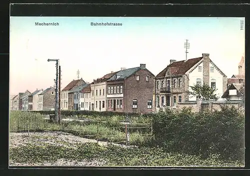 AK Mechernich, Bahnhofstrasse mit Wohnhäusern