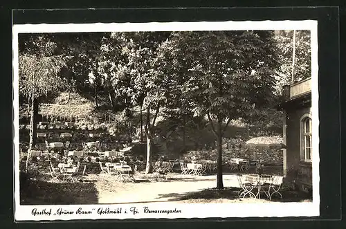 AK Goldmühl, Gasthof-Pension Grüner Baum, Gartenterrasse