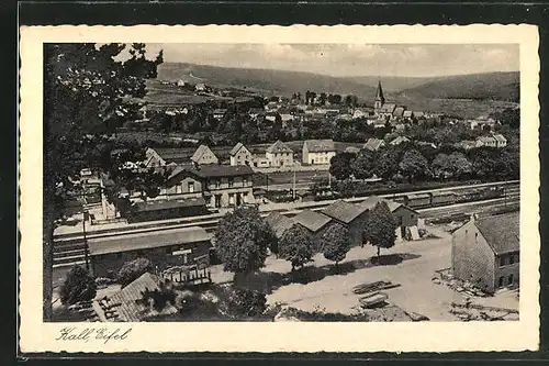 AK Kall / Eifel, Blick auf Bahnhof und Ortschaft