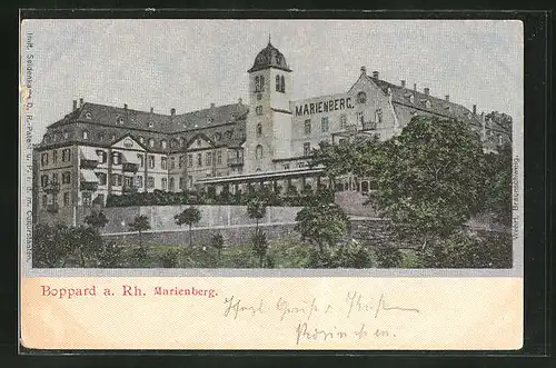 Seiden-Imitations-AK Boppard a. Rh., Ansicht vom Hotel Marienberg