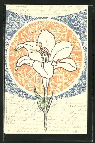 AK Blume in einer Briefmarkencollage