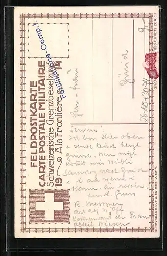 Künstler-AK Carl Moos: Schweizer Grenzbesetzung 1914, schweizer Grenzposten